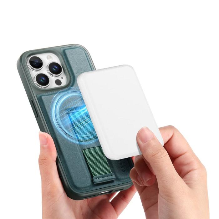 CASENEO - CASENEO iPhone 15 Pro Fodral - Magnetiskt PU Läder + PC - Grön