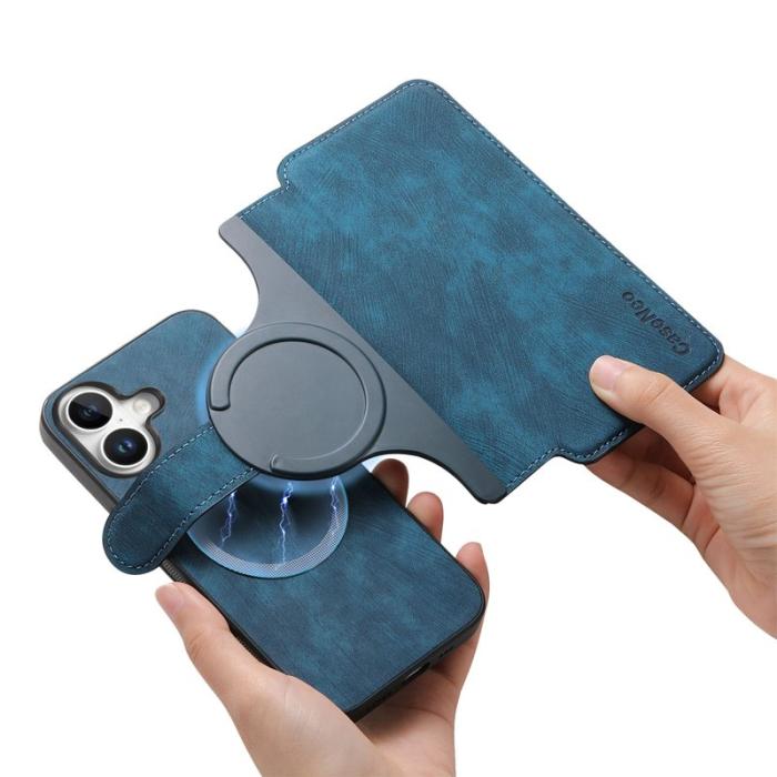 CASENEO - CASENEO iPhone 16 Fodral Äkta läder - Mörkblå