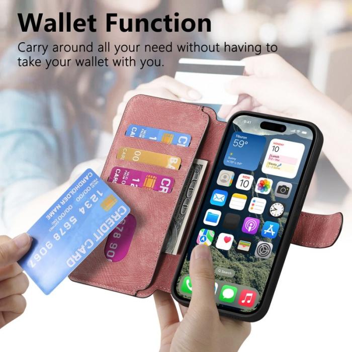 CASENEO - CASENEO iPhone 16 Fodral Äkta läder - Rosa