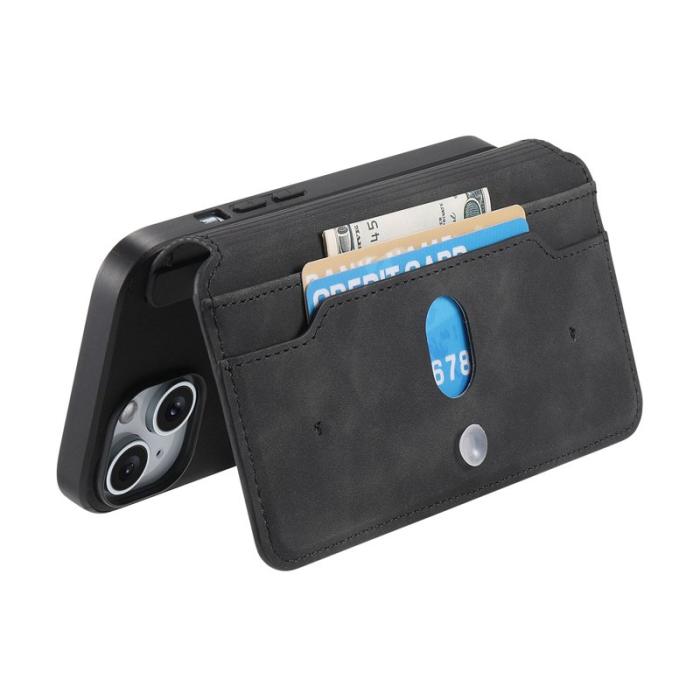 CASENEO - CASENEO iPhone 16 Fodral Cross Texture Äkta läder - Svart