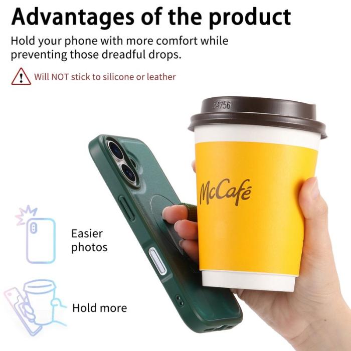 CASENEO - CASENEO iPhone 16 Fodral Magnetiskt PU Läder - Grön