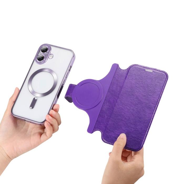 CASENEO - CASENEO iPhone 16 Fodral med Linsskydd TPU Avtagbart Läder - Ljuslila