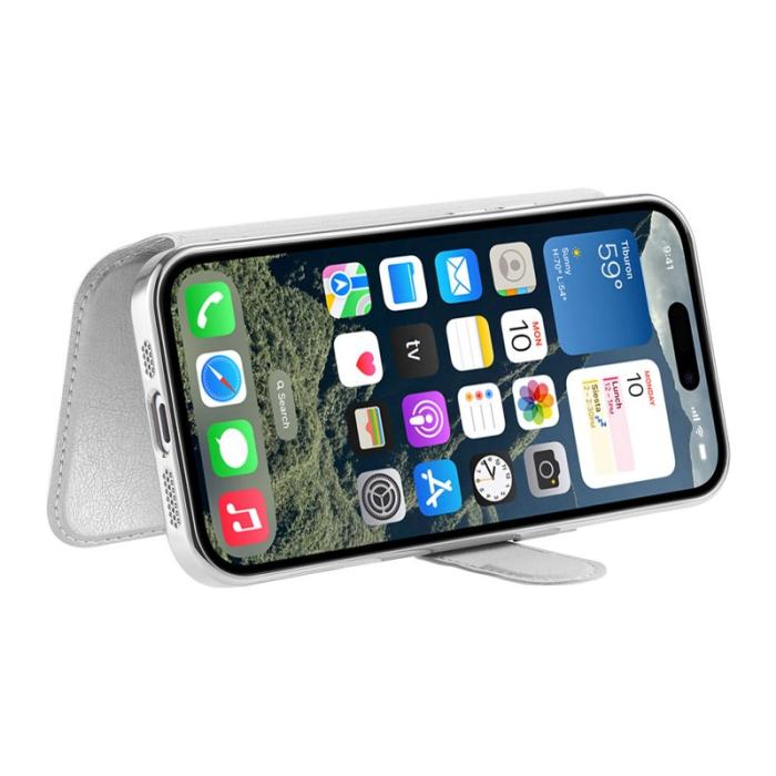 CASENEO - CASENEO iPhone 16 Fodral med Linsskydd TPU Läder - Silver