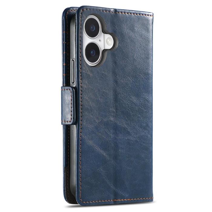 CASENEO - CASENEO iPhone 16 Fodral PU Läder Ställ med RFID - Mörkblå