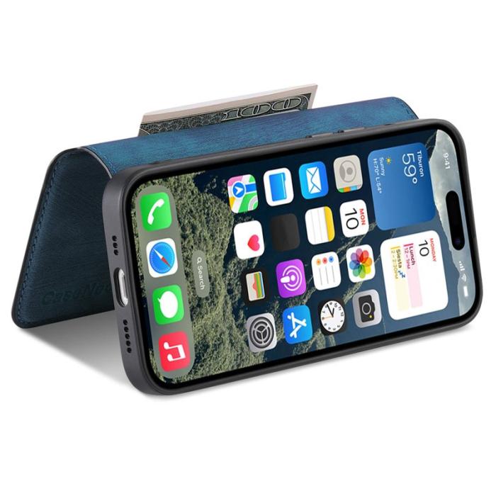 CASENEO - CASENEO iPhone 16 Plus Fodral Äkta läder - Mörkblå