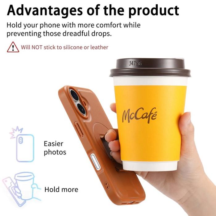 CASENEO - CASENEO iPhone 16 Plus Fodral Magnetiskt PU Läder - Brun