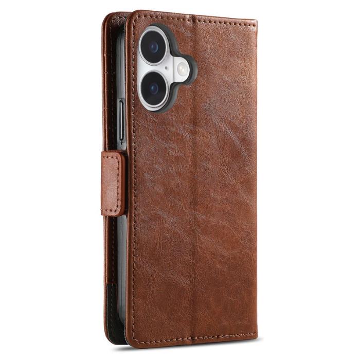 CASENEO - CASENEO iPhone 16 Plus Fodral PU Läder Ställ med RFID - Mörkbrun