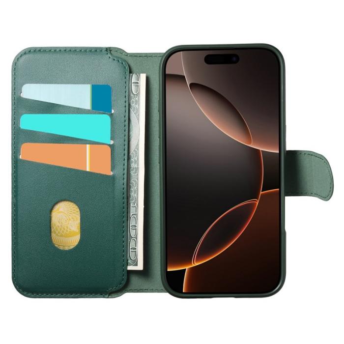 CASENEO - CASENEO iPhone 16 Plus Fodral RFID Blocking Äkta Läder - Grön