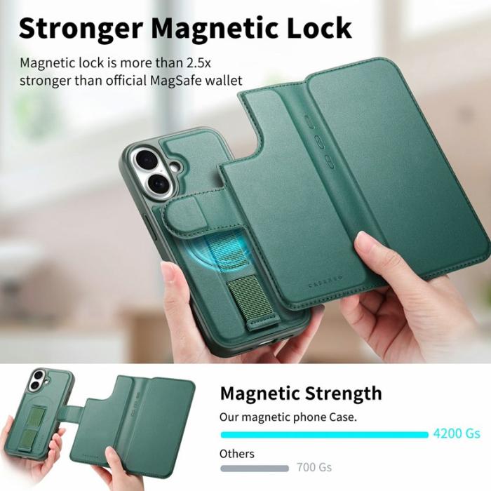 CASENEO - CASENEO iPhone 16 Plus Fodral RFID Blocking Äkta Läder - Grön