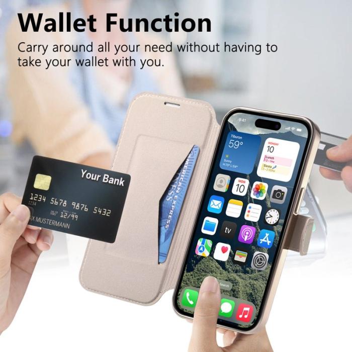 CASENEO - CASENEO iPhone 16 Plus Fodral TPU Inre Skal - Äkta läder - Roséguld