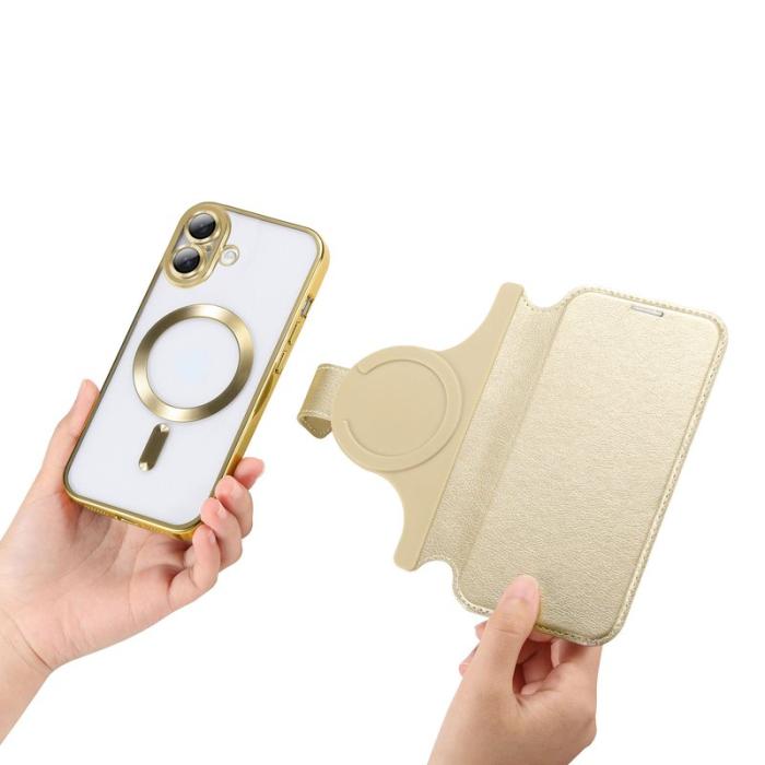 CASENEO - CASENEO iPhone 16 Plus Fodral TPU Inre Skal Avtagbart Läder - Guld