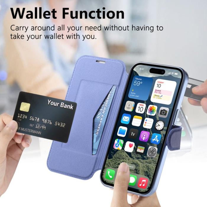 CASENEO - CASENEO iPhone 16 Plus Fodral TPU och Läder - Blå