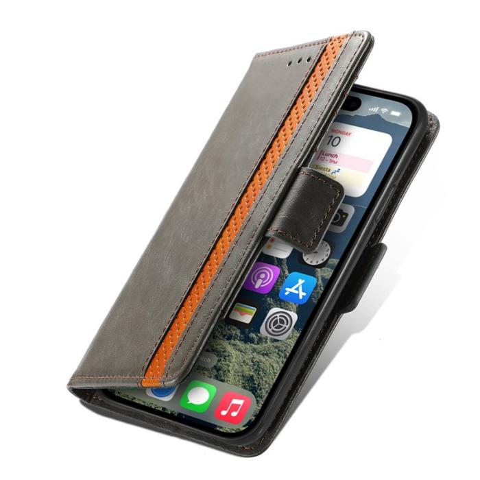 CASENEO - CASENEO iPhone 16 Plus Skal PU Läder Fodral - Grå