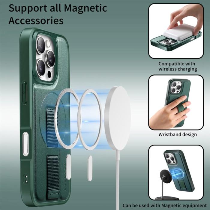 CASENEO - CASENEO iPhone 16 Pro Fodral Magnetiskt PU Läder - Grön