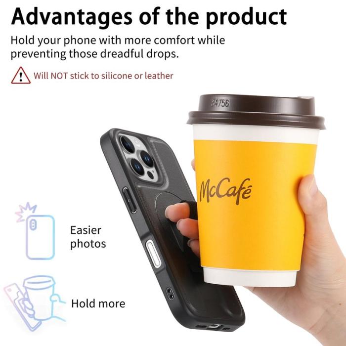 CASENEO - CASENEO iPhone 16 Pro Fodral - Magnetiskt PU Läder + PC - Svart