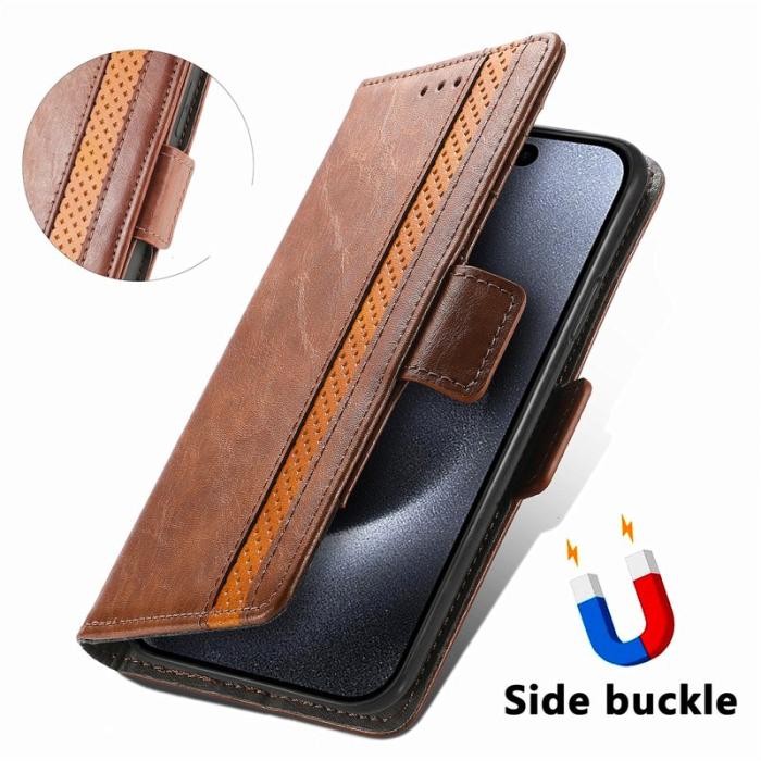 CASENEO - CASENEO iPhone 16 Pro Fodral PU Läder Ställ med RFID - Mörkbrun