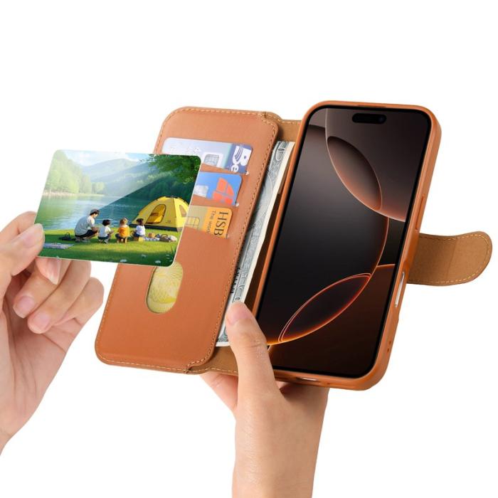 CASENEO - CASENEO iPhone 16 Pro Fodral RFID Blocking Äkta Läder - Brun