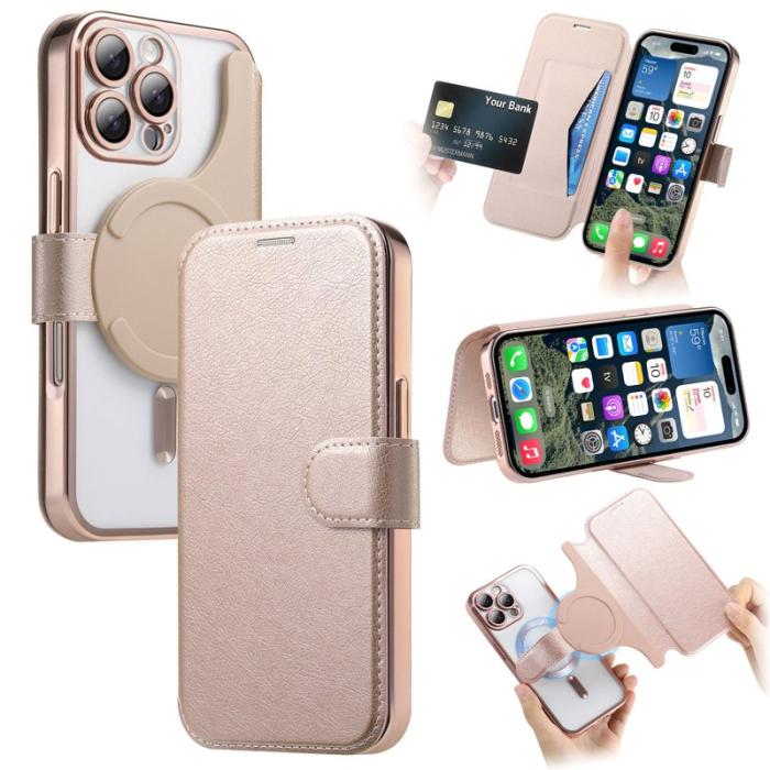 CASENEO - CASENEO iPhone 16 Pro Fodral TPU Inner Shell - Äkta läder - Roséguld