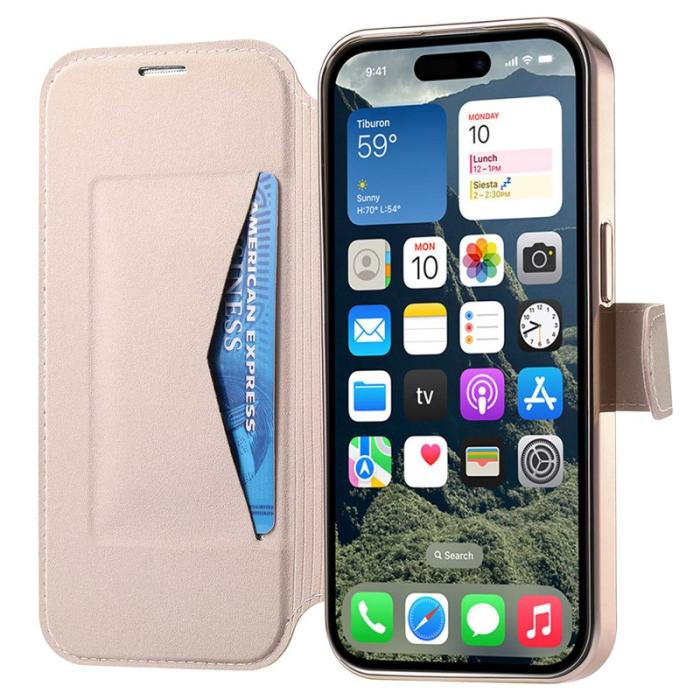 CASENEO - CASENEO iPhone 16 Pro Fodral TPU Inner Shell - Äkta läder - Roséguld