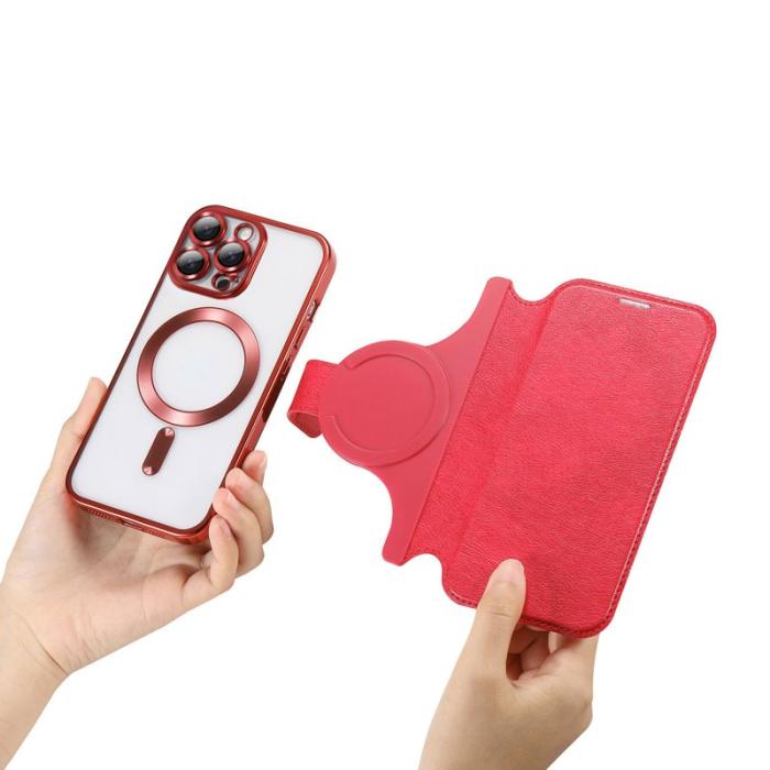 CASENEO - CASENEO iPhone 16 Pro Fodral TPU Inre Skal - Äkta läder - Röd