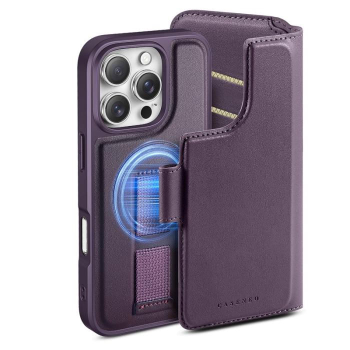 CASENEO - CASENEO iPhone 16 Pro Max Fodral Äkta läder - Lila