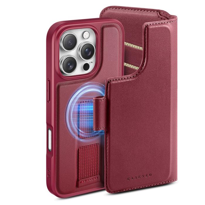 CASENEO - CASENEO iPhone 16 Pro Max Fodral Äkta läder - Röd