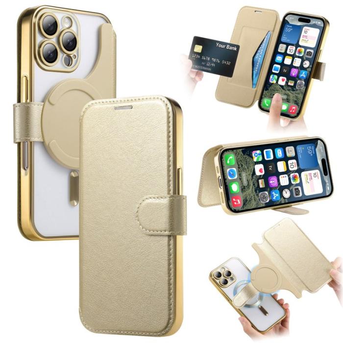 CASENEO - CASENEO iPhone 16 Pro Max Fodral TPU Inre Skal - Äkta läder - Guld