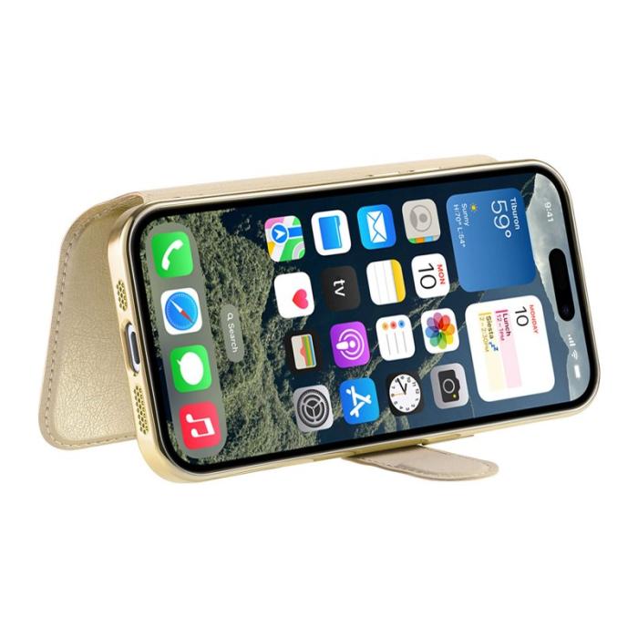CASENEO - CASENEO iPhone 16 Pro Max Fodral TPU Inre Skal - Äkta läder - Guld