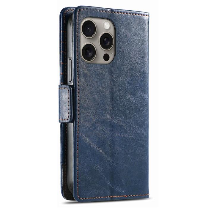 CASENEO - CASENEO iPhone 16 Pro Max Skal Äkta läder - Mörkblå