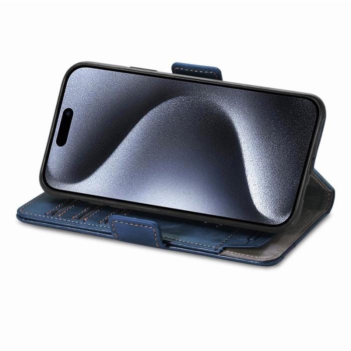 CASENEO - CASENEO iPhone 16 Pro Skal Äkta läder - Mörkblå