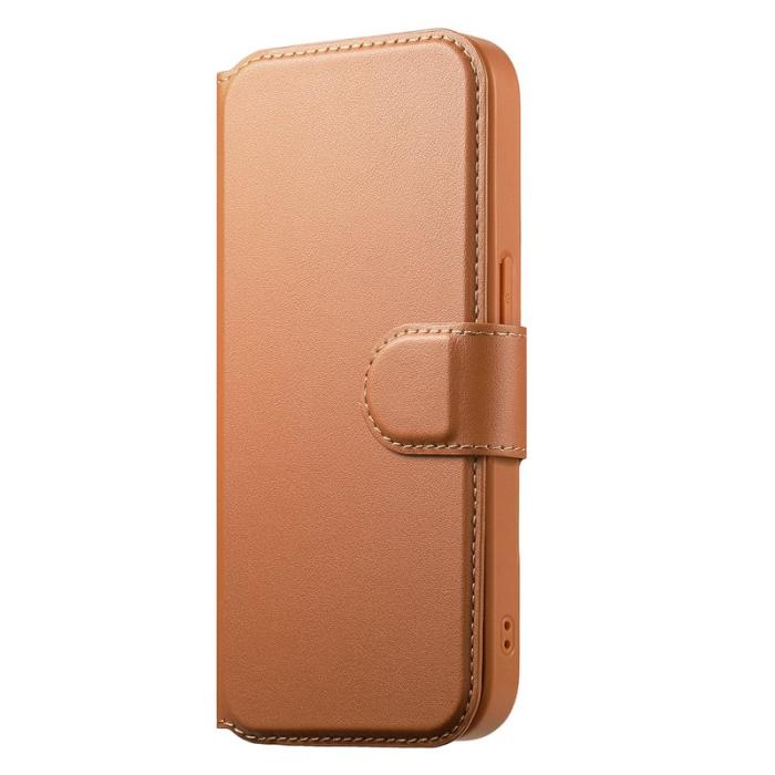 CASENEO - CASENEO iPhone 16e Fodral Äkta läder - Brun - RFID Blocking Wallet