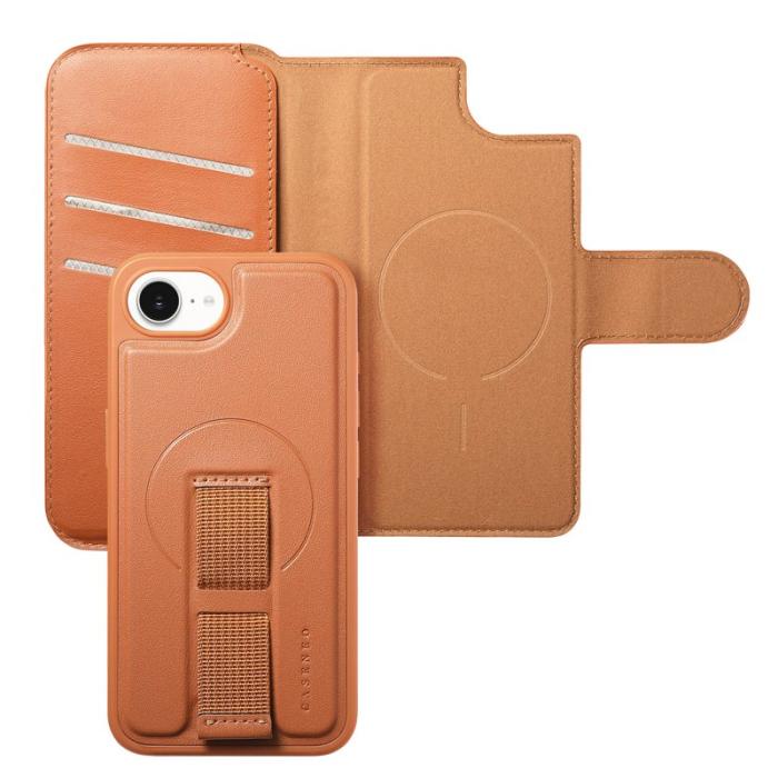 CASENEO - CASENEO iPhone 16e Fodral Äkta läder - Brun - RFID Blocking Wallet