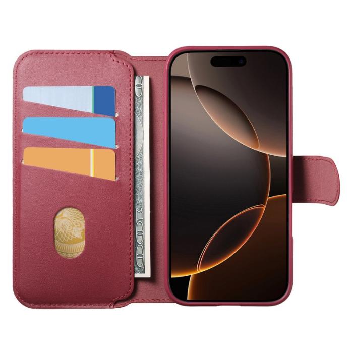 CASENEO - CASENEO iPhone 16e Fodral Äkta läder - RFID Blocking - Röd
