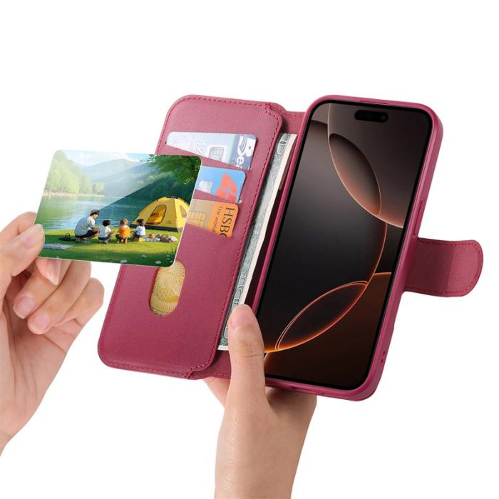 CASENEO - CASENEO iPhone 16e Fodral Äkta läder - RFID Blocking - Röd