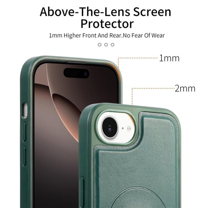 CASENEO - CASENEO iPhone 16e Fodral Magnetiskt PU Läder - Grön