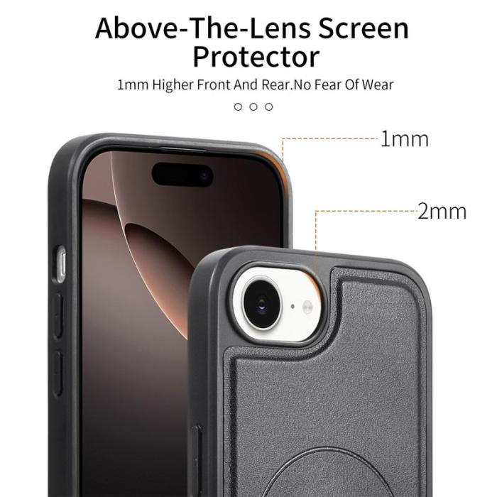 CASENEO - CASENEO iPhone 16e Fodral Magnetiskt PU Läder - Svart