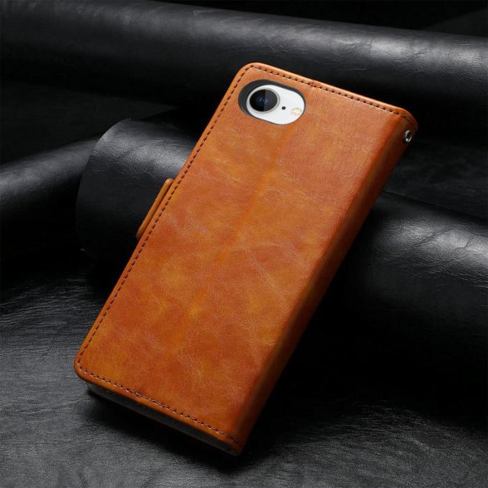 CASENEO - CASENEO iPhone 16e Fodral PU Läder Ställ med RFID - Khaki