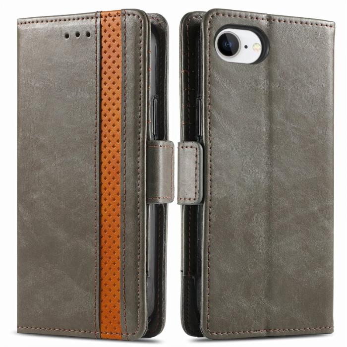 CASENEO - CASENEO iPhone 16e Skal PU Läder Fodral med RFID - Grå