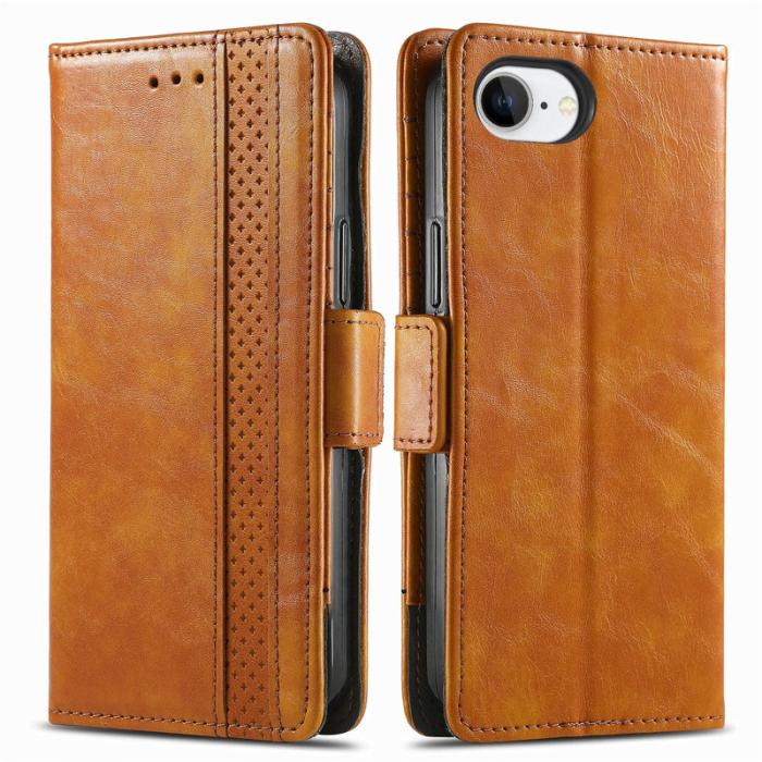 CASENEO - CASENEO iPhone 16e Skal PU Läder Fodral med RFID - Khaki