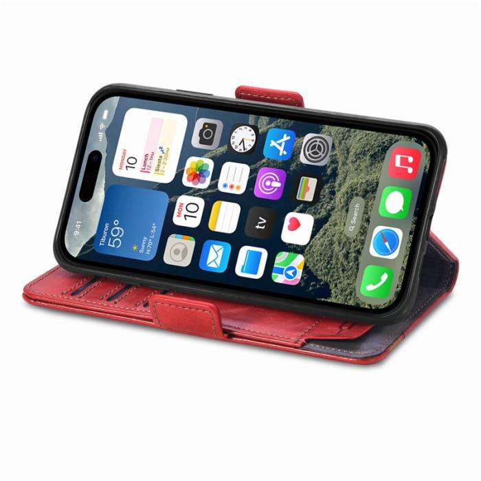 CASENEO - CASENEO iPhone 16e Skal PU Läder Fodral med RFID - Röd