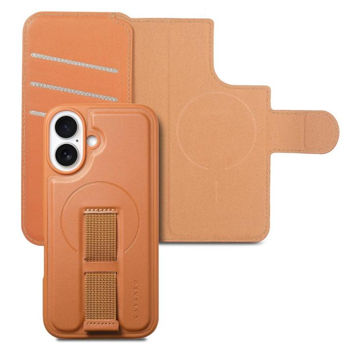 CASENEO - CASENEO iPhone 17 Fodral Magnetiskt RFID Blocker Äkta Läder - Brun