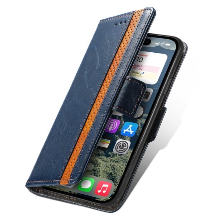 CASENEO - CASENEO iPhone 17 Fodral PU Läder Ställ med RFID - Mörkblå