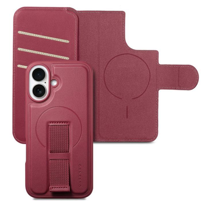 CASENEO - CASENEO iPhone 17 Fodral RFID Blocking Äkta läder - Röd