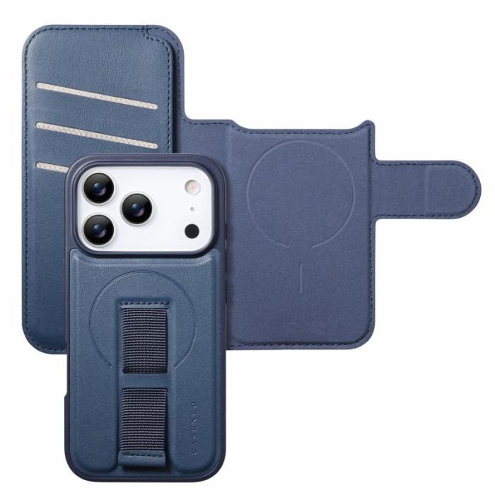 CASENEO - CASENEO iPhone 17 Pro Plånboksfodral Magnetiskt RFID Skydd Konstläder - Blå