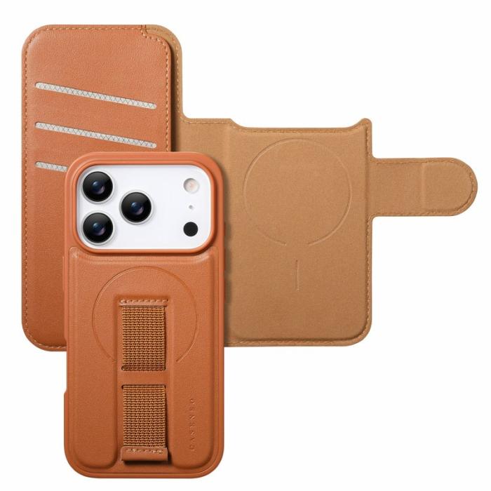 CASENEO - CASENEO iPhone 17 Pro Plånboksfodral RFID Blocking Konstläder - Brun