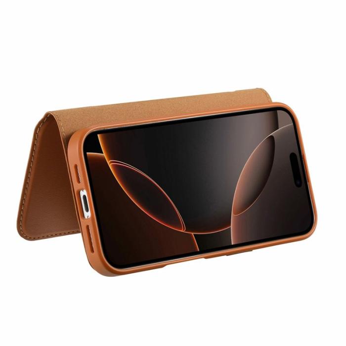 CASENEO - CASENEO iPhone 17 Pro Plånboksfodral RFID Blocking Konstläder - Brun