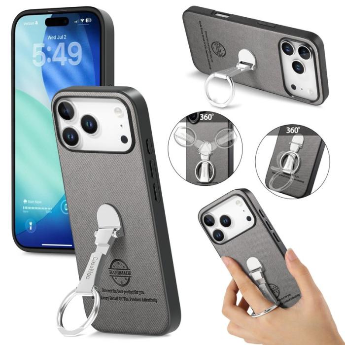 CASENEO - CASENEO iPhone 17 Pro Max Fodral Äkta läder - Grå