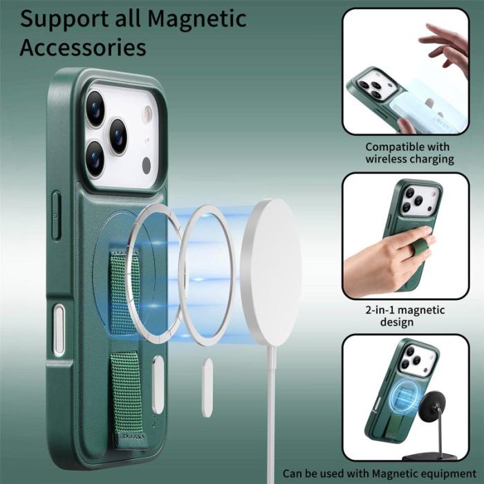 CASENEO - CASENEO iPhone 17 Pro Max Fodral - PU Läder + PC Stöttålig - Grön