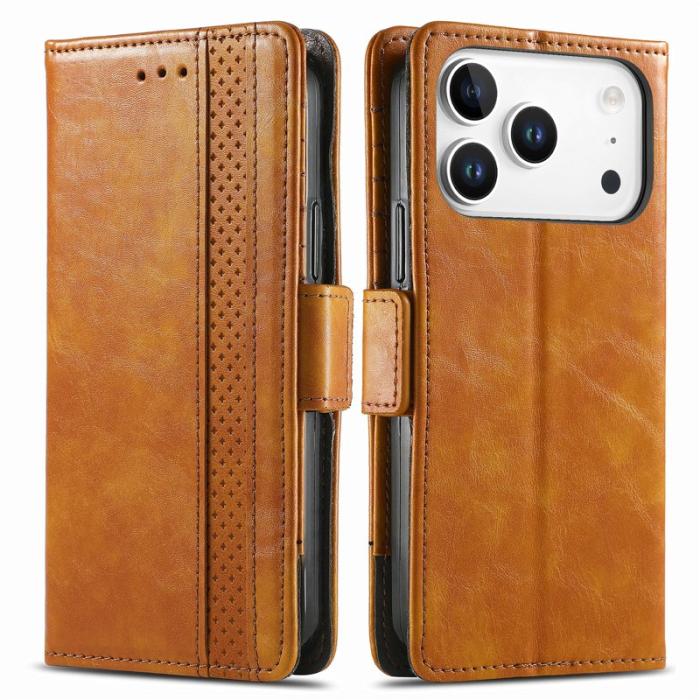 CASENEO - CASENEO iPhone 17 Pro Max Skal PU Läder Fodral - Khaki