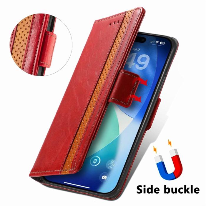 CASENEO - CASENEO iPhone 17 Pro Max Skal PU Läder Fodral - Röd